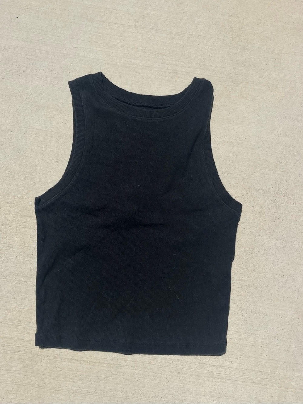 Hollister Black Cotton Ribbed Crew Tank